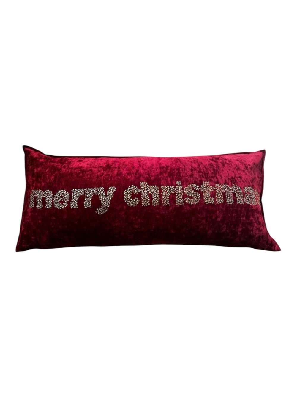 Merry Christmas Burgundy Velvet Throw Pillow